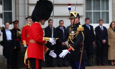 French soldiers take part in Changing the Guard at Buckingham Palace for first time