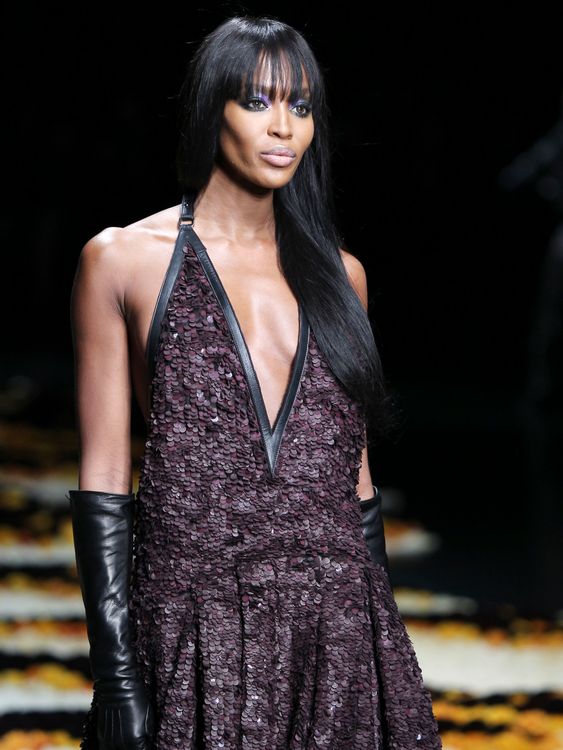 Naomi Campbell wearing a creation as part of the Roberto Cavalli women's Fall-Winter 2012-13 fashion collection during fashion week in Milan, Itay, 2012. Pic: AP/Antonio Calanni