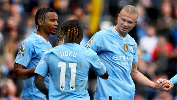 Manchester City 5-1 Luton Town: Erling Haaland scores as City go top of Premier League