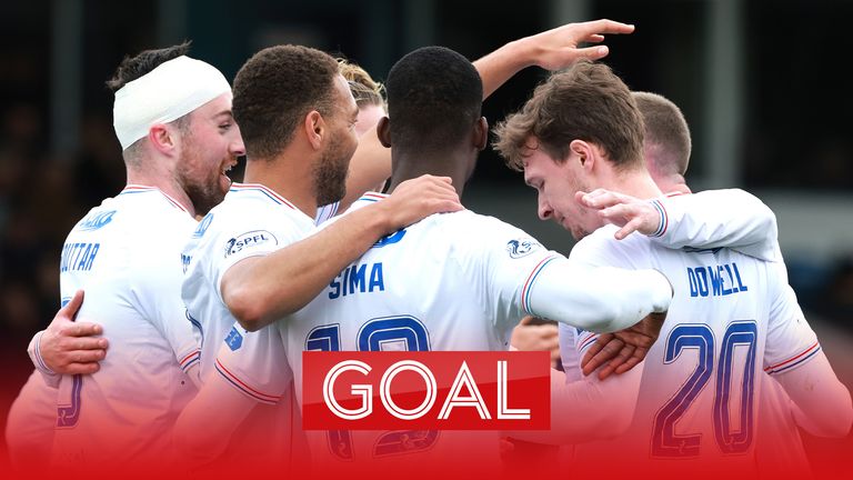 Rangers players celebrates their side's first goal of the game