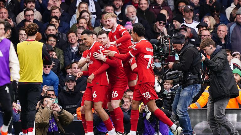 Trent Alexander-Arnold celebrates his brilliant opener