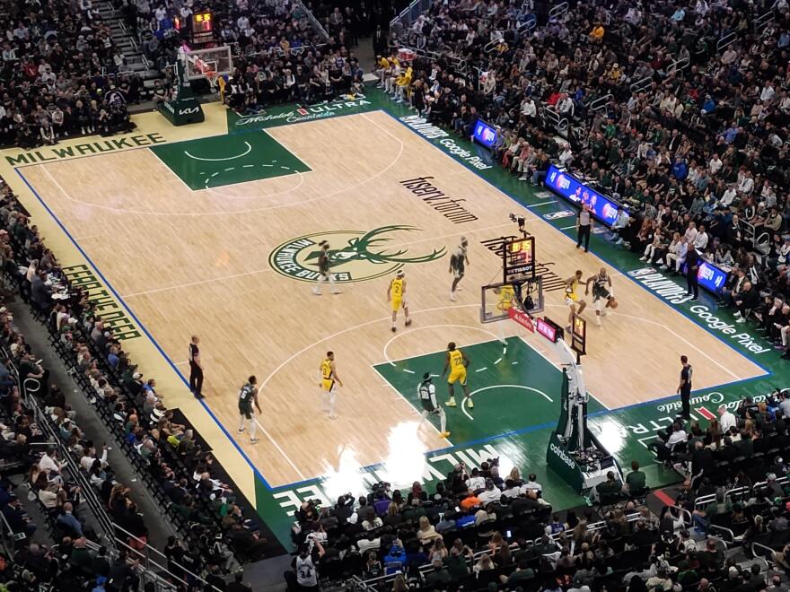 Second-half action during the Indiana Pacers-Milwaukee Bucks game April 21, 2024.