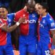 Crystal Palace's Jean-Philippe Mateta (centre) celebrates scoring their side's first goal of the game with team-mates Nathanial Clyne (left) and Daniel Munoz