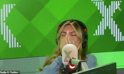 Abbey Clancy, 38, screamed with embarrassment when she was teased over her music career during an appearance on Radio X on Monday