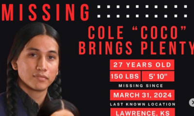 Cole Brings Plenty's uncle had shared a missing poster on social media. Pic: Instagram/mobringsplenty