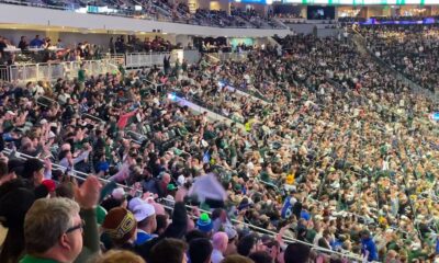 Fans cheer on Milwaukee Bucks during playoff game