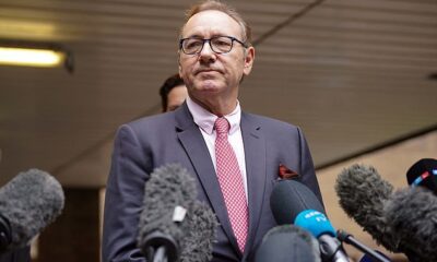 Kevin Spacey, 64, speaks to the press outside Southwark Crown Court, London, in July 2023 after he was found not guilty of sexually assaulting four men