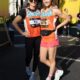 Gabby Logan posed at the starting line with her daughter Lois as they prepared to run London Landmarks Half Marathon on Sunday morning.