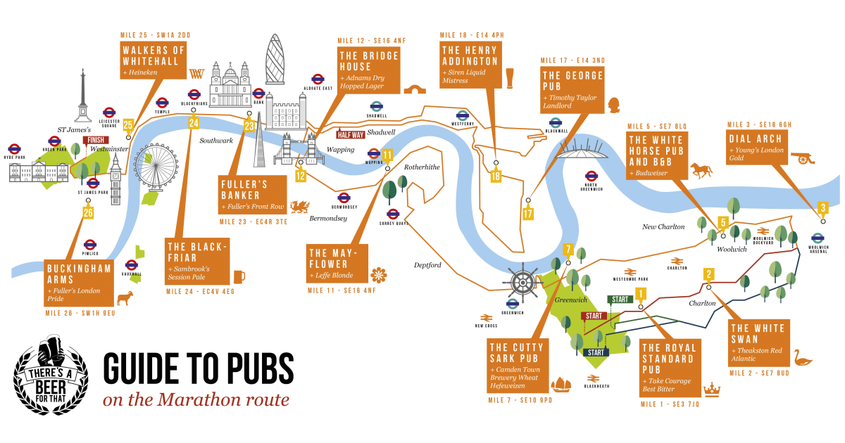 Map of the best pubs along the London Marathon 2024 route | UK News