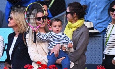 Rafael Nadal's son, Rafael, was courtside for the five-time Madrid champion's opening win Thursday.