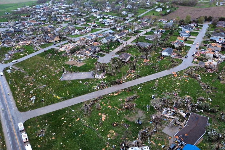 Tornado damage in Minden, Iowa.