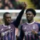 Nottingham Forest's Callum Hudson-Odoi (left) celebrates after scoring their equaliser