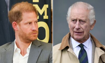 Prince Harry and King Charles. Pics: Chris Jackson/Getty/Andrew Matthews/PA