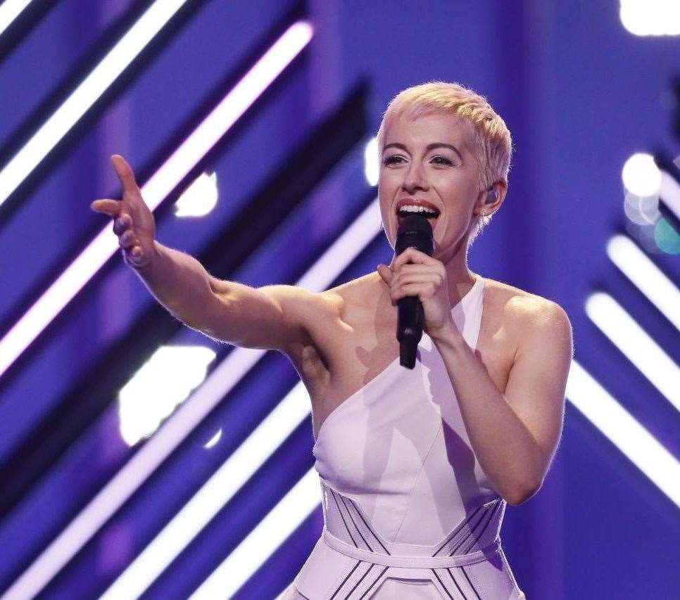 SuRie at the Eurovision Song Contest final in Lisbon, Portugal, in 2018