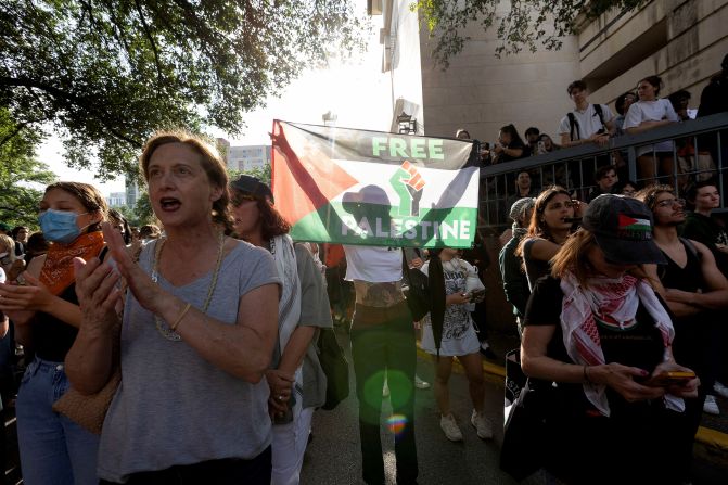 Protesters demonstrate at the University of Texas in Austin on April 24.