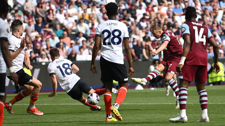 James Ward-Prowse equalises for West Ham against Luton