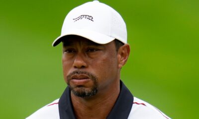 Tiger Woods lines up a putt on the fifth hole during the second round of the PGA Championship golf tournament at the Valhalla Golf Club, Friday, May 17, 2024, in Louisville, Ky. (AP Photo/Jeff Roberson)