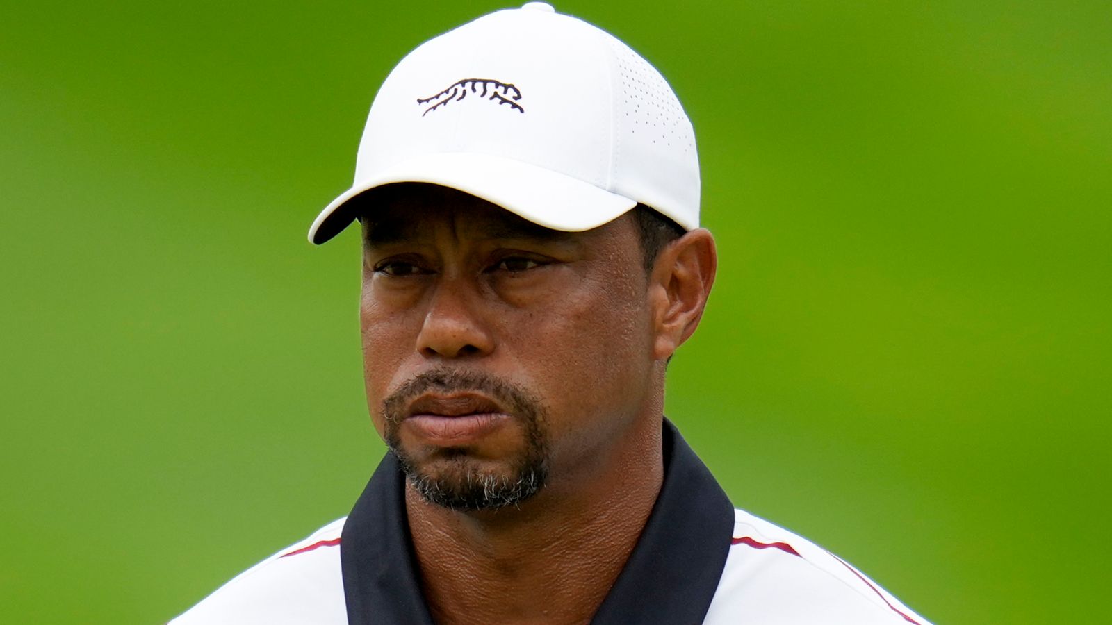 Tiger Woods lines up a putt on the fifth hole during the second round of the PGA Championship golf tournament at the Valhalla Golf Club, Friday, May 17, 2024, in Louisville, Ky. (AP Photo/Jeff Roberson)