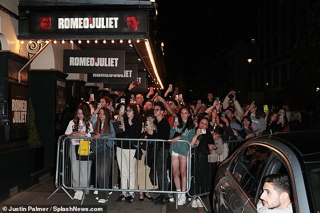 Fans wait for Tom Holland outside the theatre after his performance on May 24