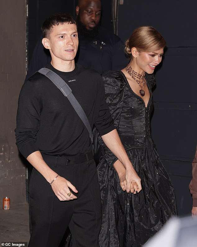 After press night on May 23 Tom Holland walks hand in hand with Zendaya, 27, to greet the crowd of adoring fans