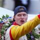 INDIANAPOLIS, IN - MAY 26: IndyCar driver Josef Newgarden holds up 2 fingers for his second consecutive Indy 500 win after winning the 108th running of the Indianapolis 500 on May 26, 2024, at the Indianapolis Motor Speedway in Indianapolis, Indiana. (Photo by Brian Spurlock/Icon Sportswire) (Icon Sportswire via AP Images)