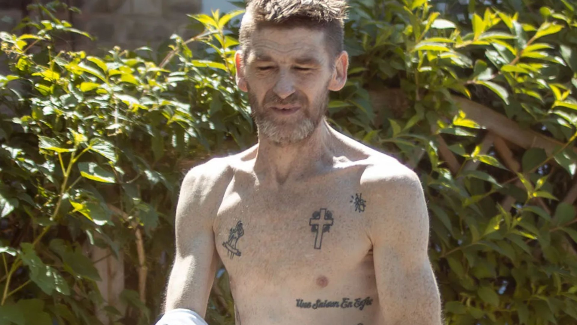 Paul Anderson looks ‘dishevelled’ as he walks streets topless leaving friends ‘concerned’ ahead of Peaky Blinders movie