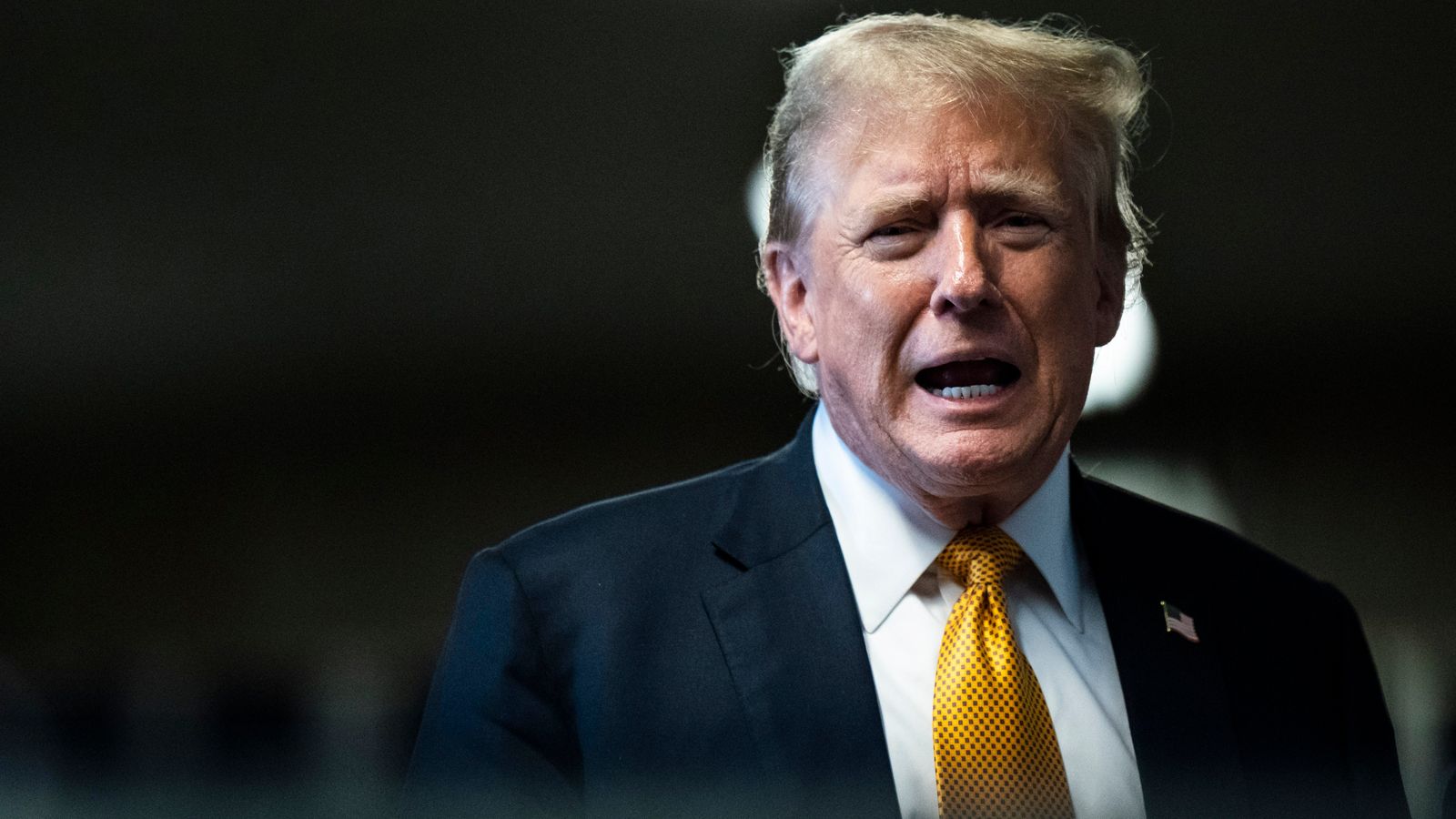 Former President Donald Trump speaks to reporters as jurors begin deliberations for his trial at Manhattan criminal court, Wednesday, May 29, 2024, in New York. Pic: AP