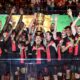 Bayer Leverkusen celebrate winning the DFB Pokal to bag an undefeated German double