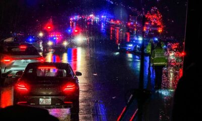 Traffic mixes with police, fire and rescue vehicles on Shelbyville Road after a pedestrian was struck by a shuttle bus near Valhalla Golf Club  on Friday, May 17, 2024