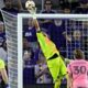 Orlando City goalkeeper Pedro Gallese, middle, makes a save as Inter Miami midfielder Benjamin Cremaschi (30) watches during the first half of an MLS soccer match Wednesday, May 15, 2024, in Orlando, Fla. (AP Photo/Phelan M. Ebenhack)