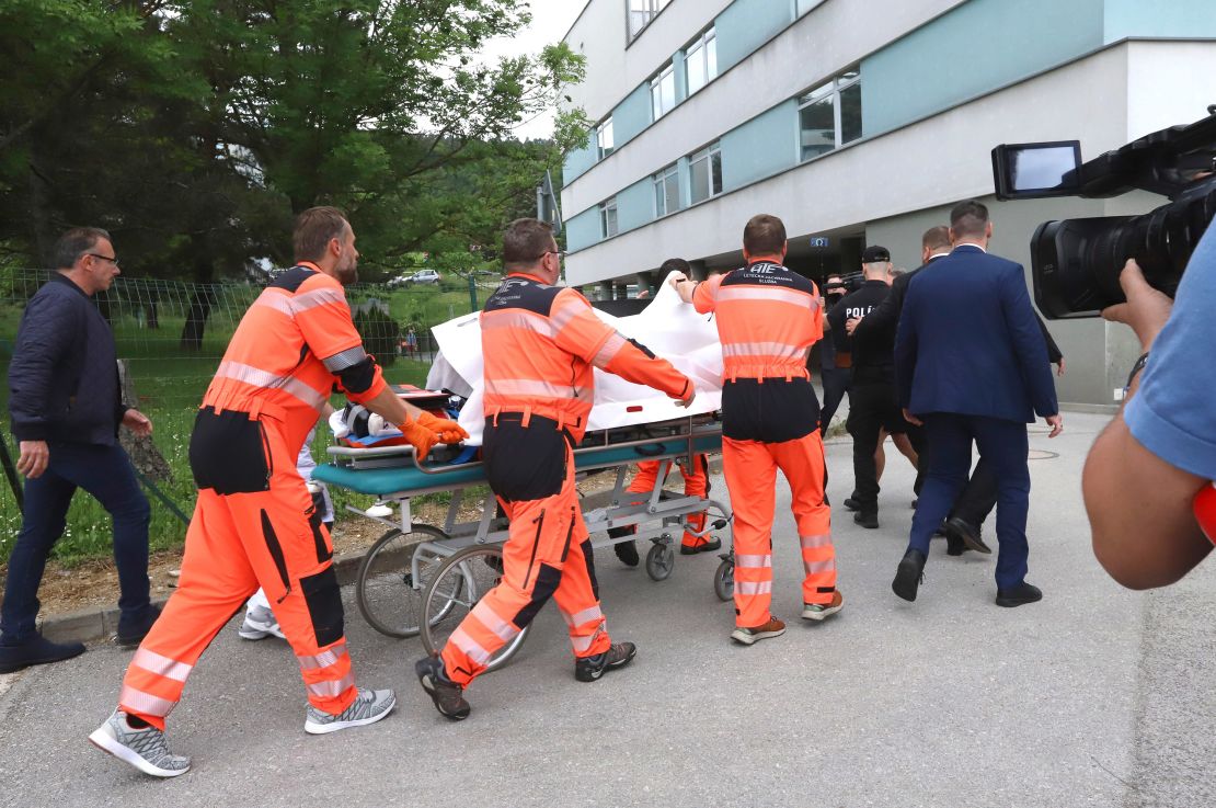 Rescue workers take Slovak Prime Minister Robert Fico, who was shot and injured, to a hospital in the town of Banska Bystrica, central Slovakia, Wednesday, May 15, 2024.