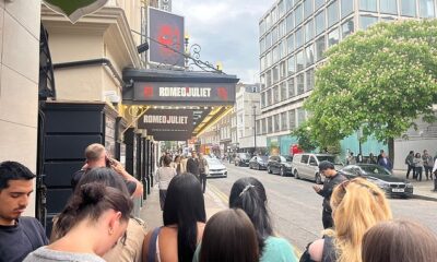 Fans wait for the arrival of Tom Holland outside the Duke of York's Theatre on May 24