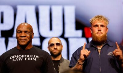 Jake Paul and Mike Tyson came face to face at their New York City press conference at the Apollo Theater on May 13. Paul and Tyson will square off in an officially sanctioned heavyweight fight on July 20 at AT&T Stadium in Arlington, Texas.