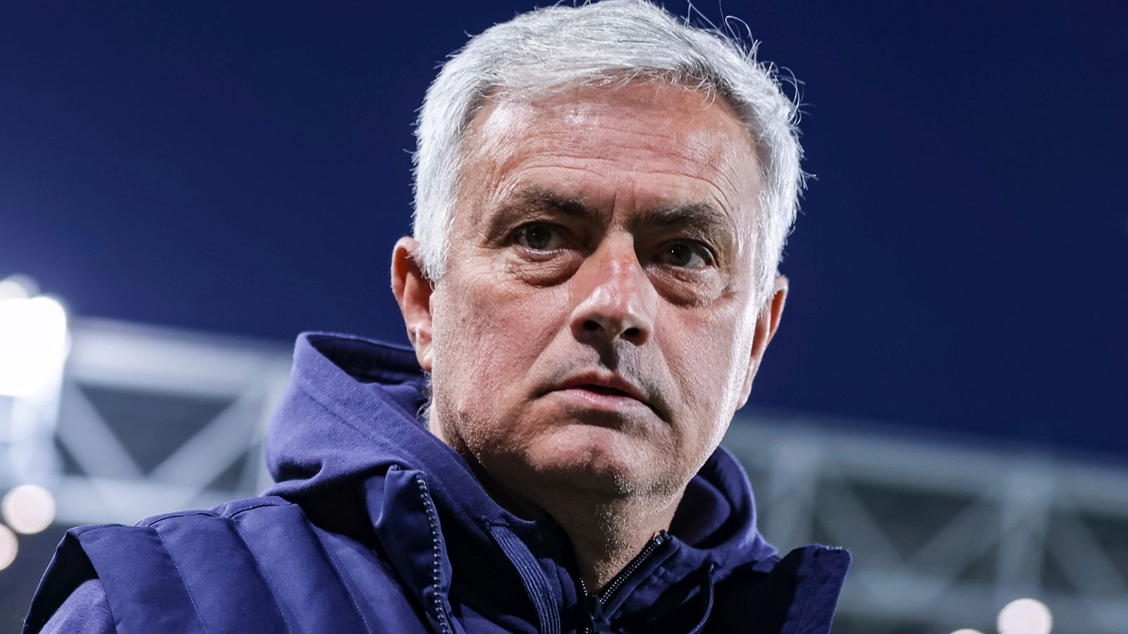 BERGAMO, ITALY - ARPIL 24: Jose' Mourinho (manager for Roma) during the Serie A match between Atalanta and Roma at Gewiss Stadium on April 24, 2023 in Bergamo, Italy. (Photo by Stefano Nicoli/Speed Media/Icon Sportswire) (Icon Sportswire via AP Images)