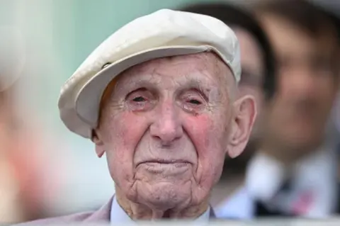 Leon Neal/Getty Images A veteran at the commemorative event