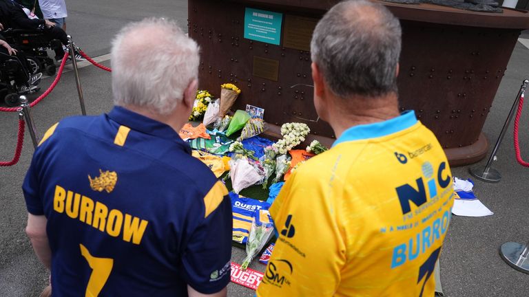 Tributes for Rob Burrow at Wembley stadium. Pic: PA