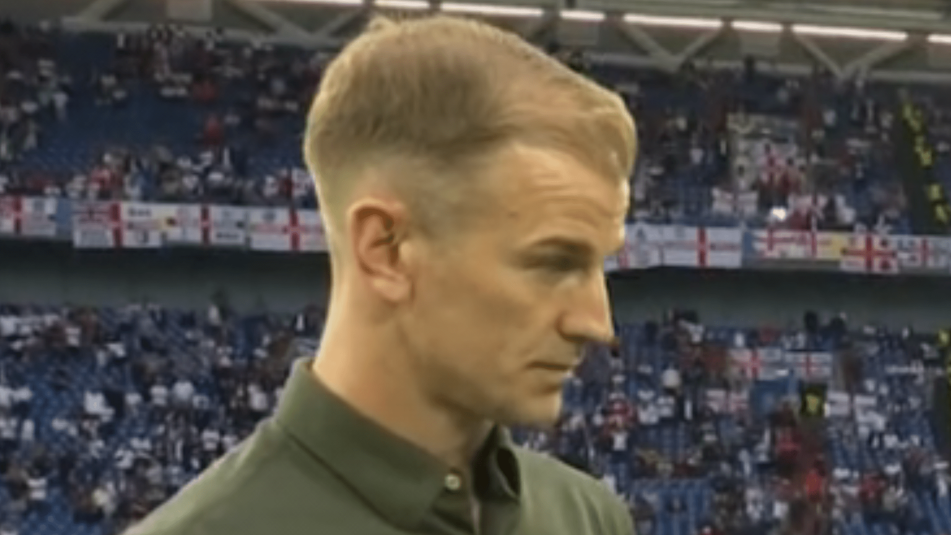 Joe Hart spotted 'dressed as the Celtic kit' on live TV as fans are all distracted by same thing