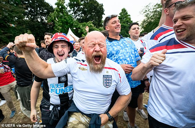 Passionate England fans go wild after England won their first game of the tournament