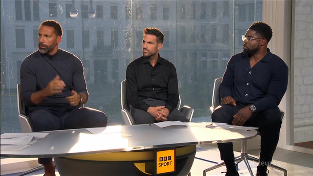 Rio Ferdinand, Cesc Fabregas and Micah Richards were in the filthy BBC studio for England vs Serbia