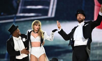 Taylor Swift brings Travis Kelce on stage in London for first time at Eras Tour show