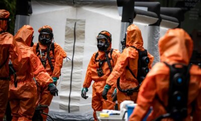 Soldiers in a Chemical, Biological, Radiological, and Nuclear (CBRN) training