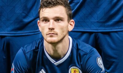 Andy Robertson playing football for Scotland