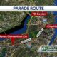 An illustration of the Boston Celtics championship parade route for Friday, July 21.