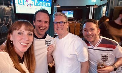 Sir Keir Starmer has been ridiculed for not wearing an England shirt as he watched the Three Lions' 1-0 win against Serbia at a pub with Angela Rayner and two comedians