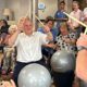 Lib Dem leader Ed Davey drums at care home in Romsey on campaign tour