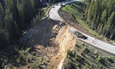 Part of Wyoming highway collapses in landslide, blocking crucial transit route