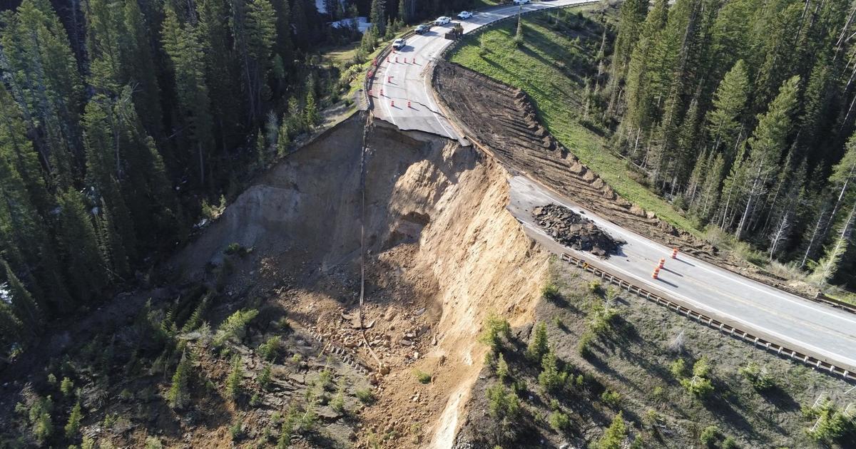 Part of Wyoming highway collapses in landslide, blocking crucial transit route