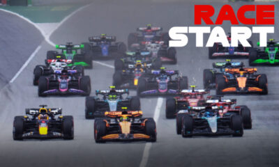 RACE START: Watch the getaway in Barcelona as George Russell spectacularly storms from P4 on the grid into the lead