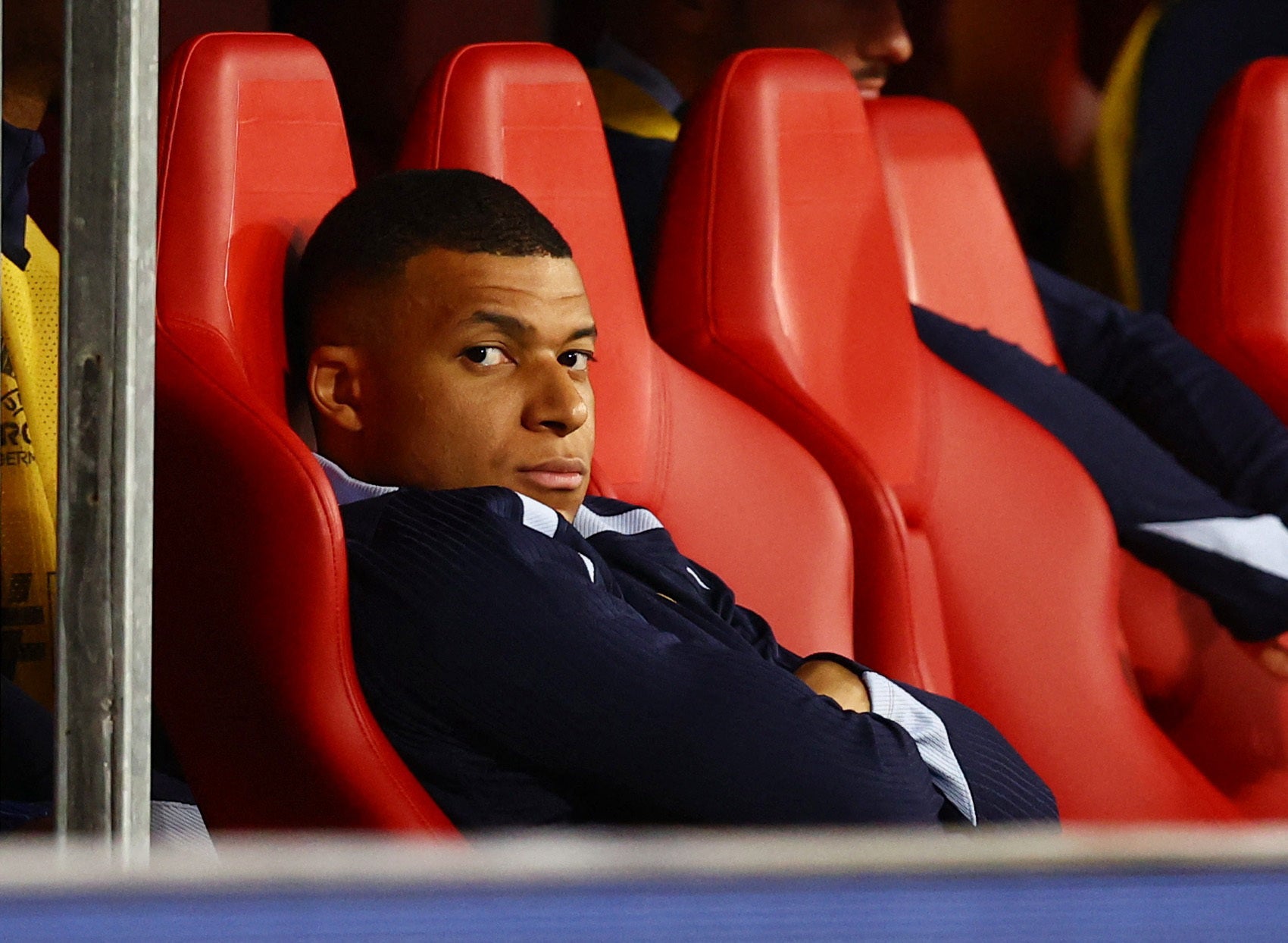 Mbappe watched on from the bench as France drew 0-0 with the Netherlands