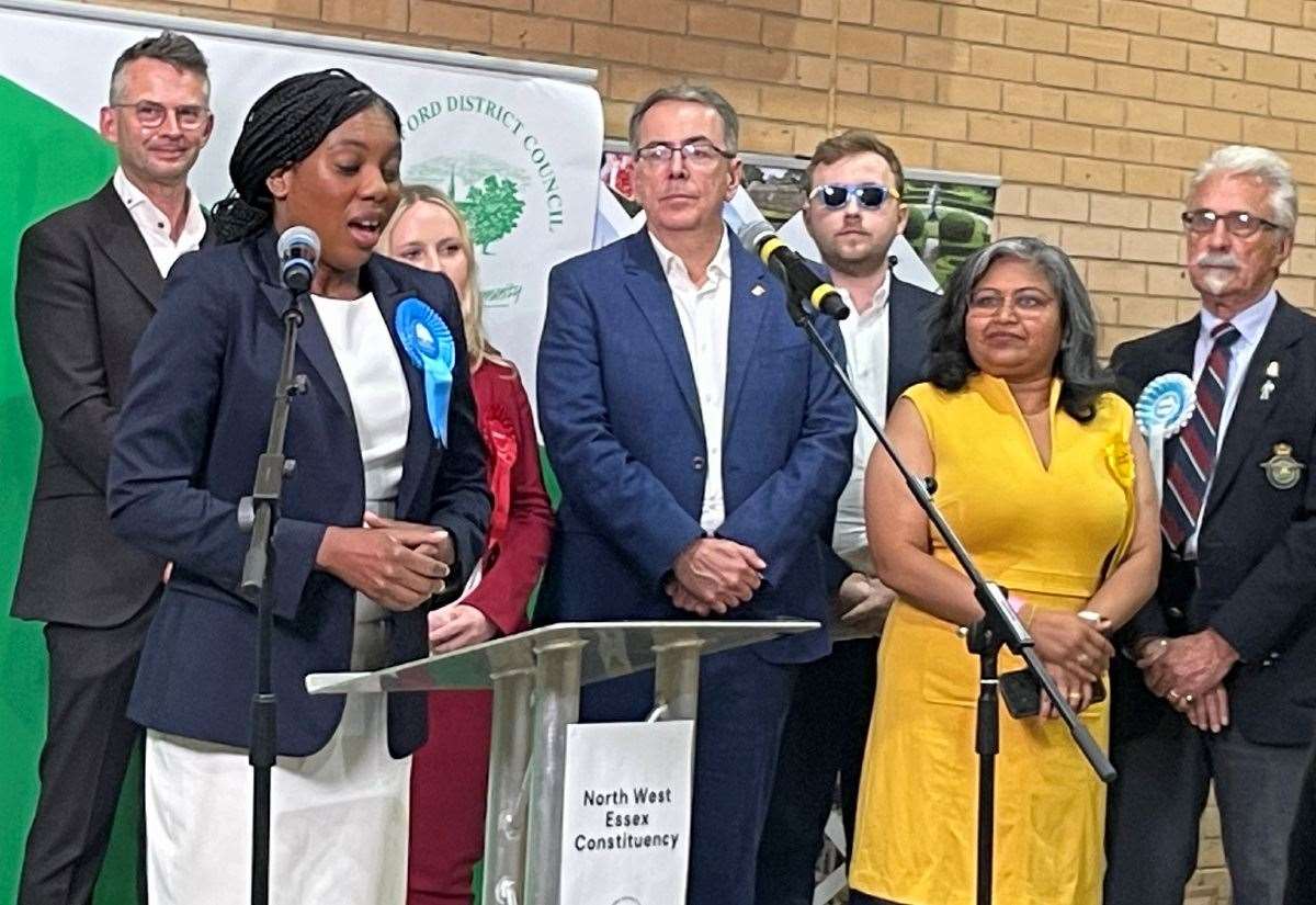 Kemi Badenoch scrapes through in North West Essex as her majority is slashed by almost 25,000